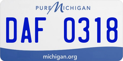 MI license plate DAF0318