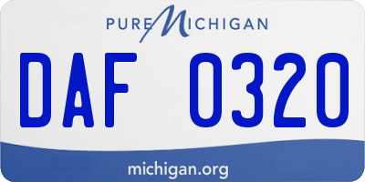 MI license plate DAF0320