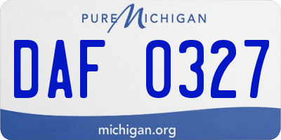 MI license plate DAF0327