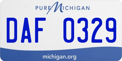 MI license plate DAF0329