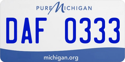 MI license plate DAF0333