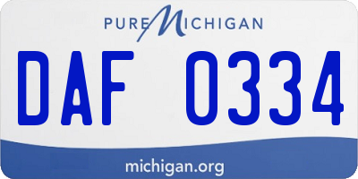 MI license plate DAF0334