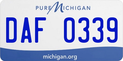 MI license plate DAF0339