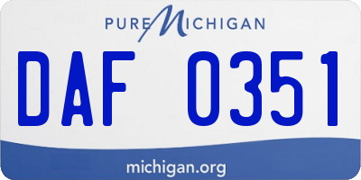 MI license plate DAF0351