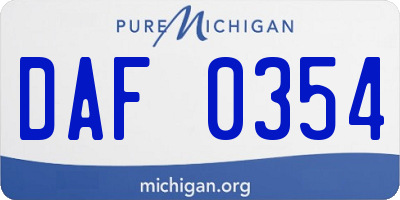 MI license plate DAF0354