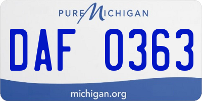 MI license plate DAF0363