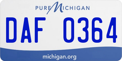 MI license plate DAF0364
