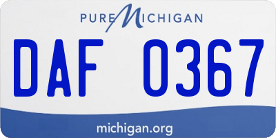 MI license plate DAF0367