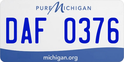 MI license plate DAF0376