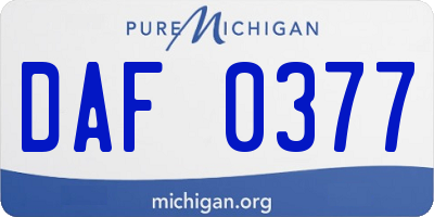 MI license plate DAF0377