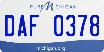 MI license plate DAF0378