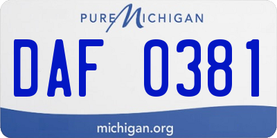 MI license plate DAF0381