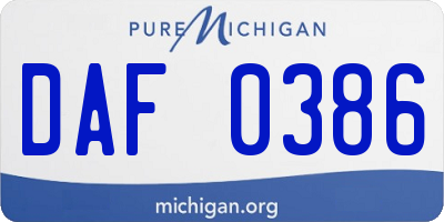 MI license plate DAF0386
