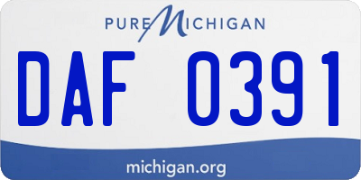 MI license plate DAF0391
