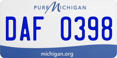 MI license plate DAF0398