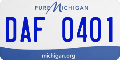MI license plate DAF0401
