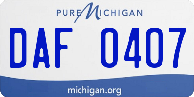 MI license plate DAF0407