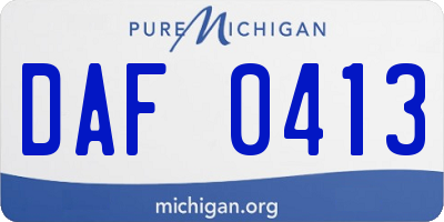 MI license plate DAF0413