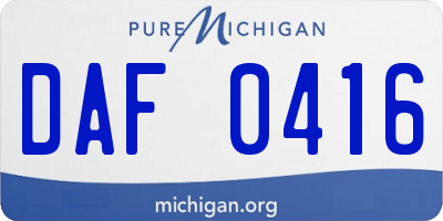 MI license plate DAF0416