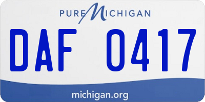 MI license plate DAF0417