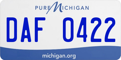 MI license plate DAF0422