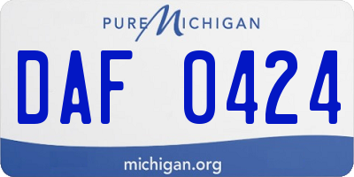 MI license plate DAF0424