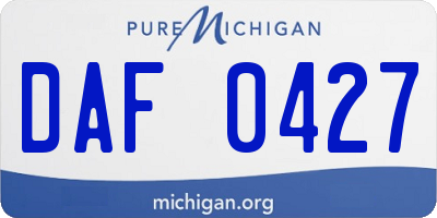MI license plate DAF0427