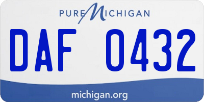 MI license plate DAF0432