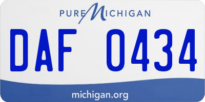 MI license plate DAF0434