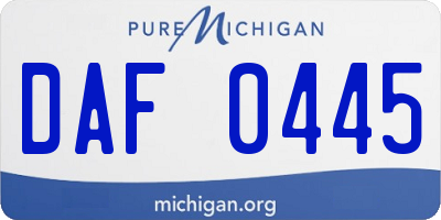 MI license plate DAF0445