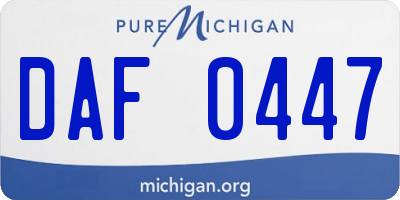 MI license plate DAF0447