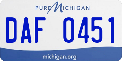 MI license plate DAF0451