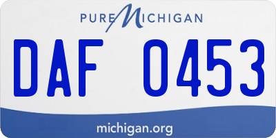 MI license plate DAF0453