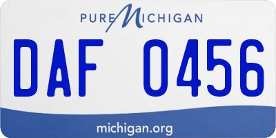 MI license plate DAF0456