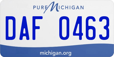 MI license plate DAF0463