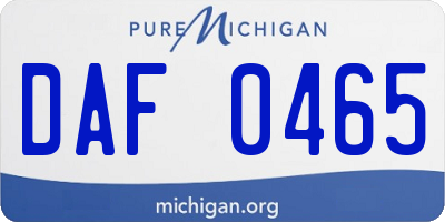 MI license plate DAF0465