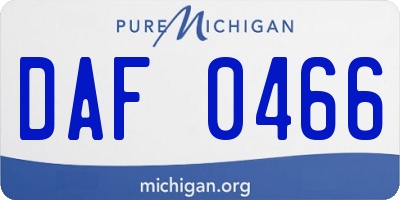 MI license plate DAF0466