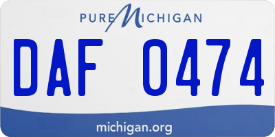 MI license plate DAF0474