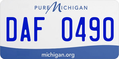 MI license plate DAF0490