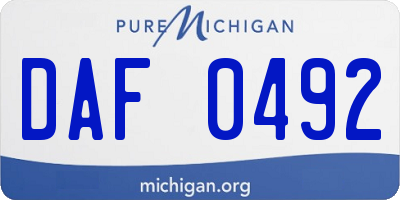 MI license plate DAF0492