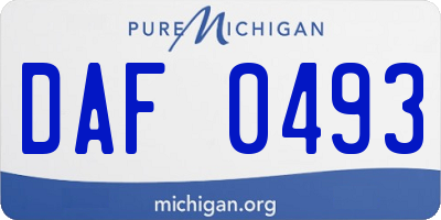 MI license plate DAF0493