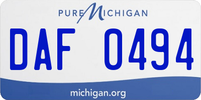MI license plate DAF0494