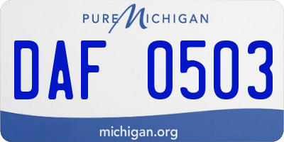 MI license plate DAF0503