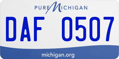MI license plate DAF0507