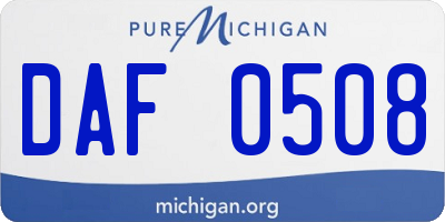 MI license plate DAF0508