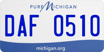 MI license plate DAF0510