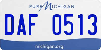 MI license plate DAF0513