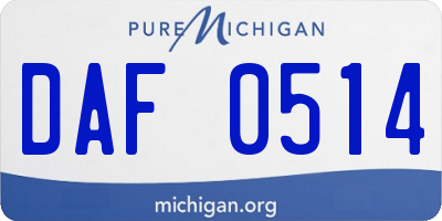 MI license plate DAF0514
