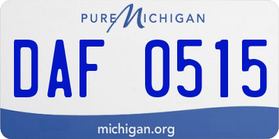 MI license plate DAF0515