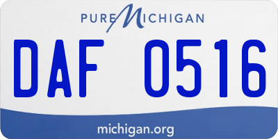 MI license plate DAF0516